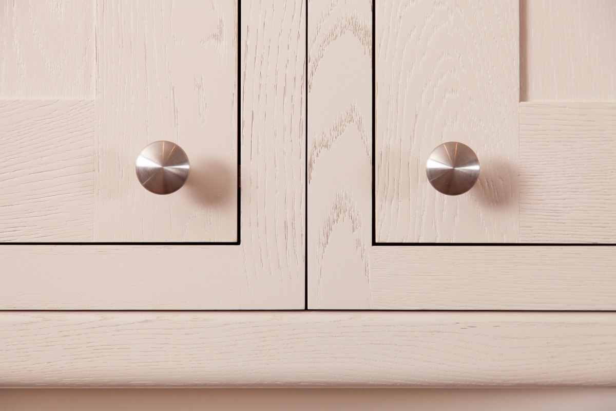 white painted solid wood in frame kitchen cabinet